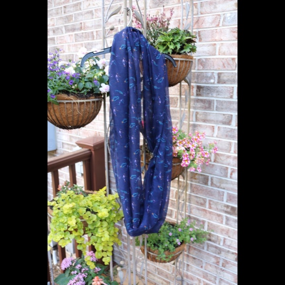 Navy Patterned Scarf - Picture 2 of 3